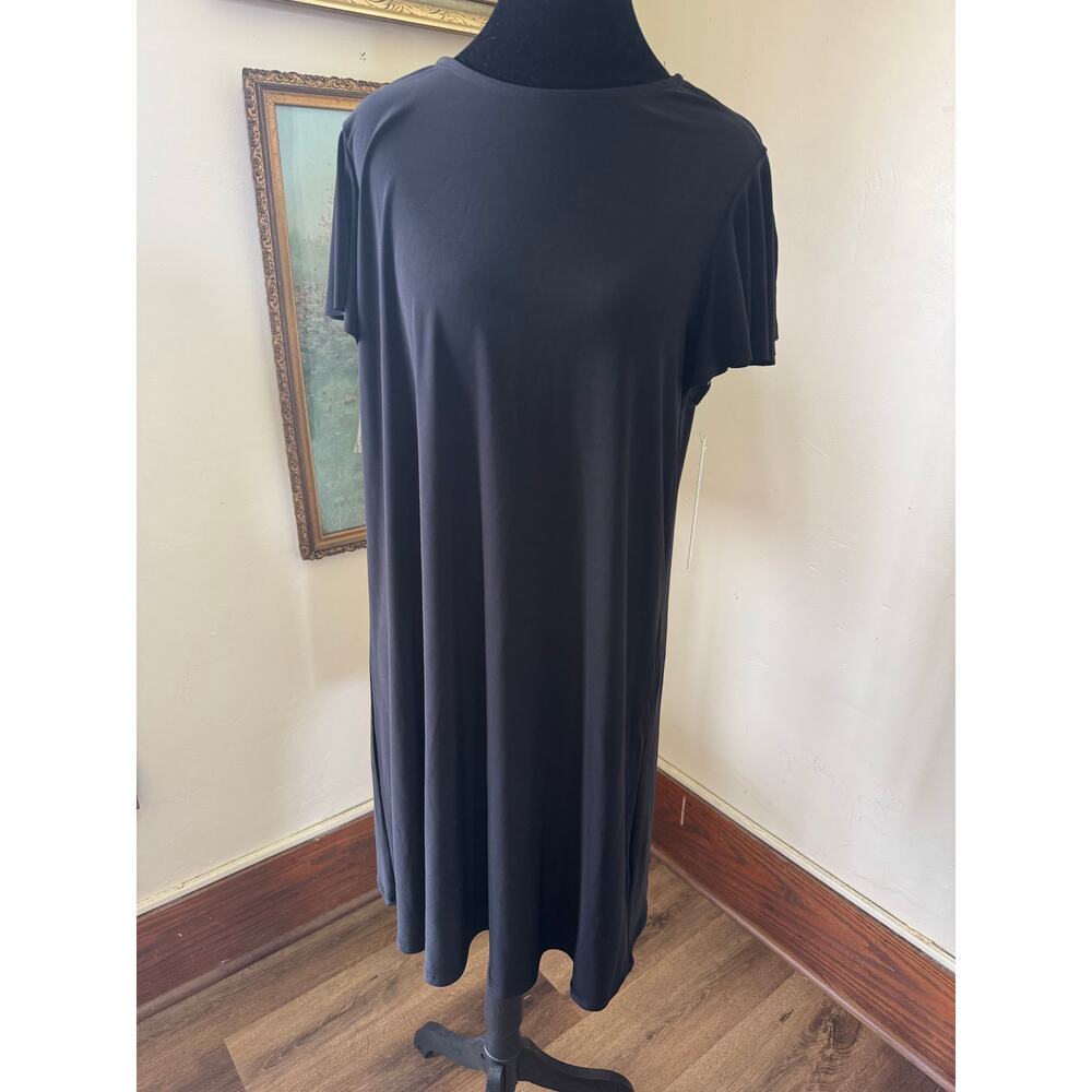 NWT Nicole Miller Black Swing Dress Short Sleeve Stretch M